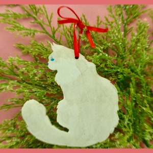 Persian Cat Ornament/Magnet, Personalized Gift, Cat Christmas Decor, Pet Portrait, Hand Painted Ornament, Cat Lover's Gift, Cat 1 image 1