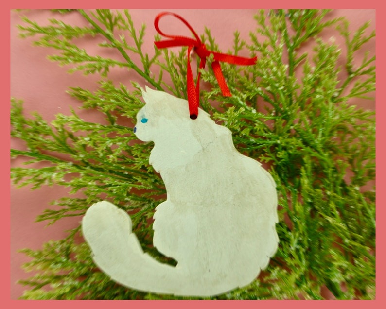 Persian Cat Ornament/Magnet, Personalized Gift, Cat Christmas Decor, Pet Portrait, Hand Painted Ornament, Cat Lover's Gift, Cat 1 image 1