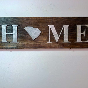 Handpainted HOME State sign, Wood sign decor, Farmhouse, Gift, Homesick, Home town gift image 1