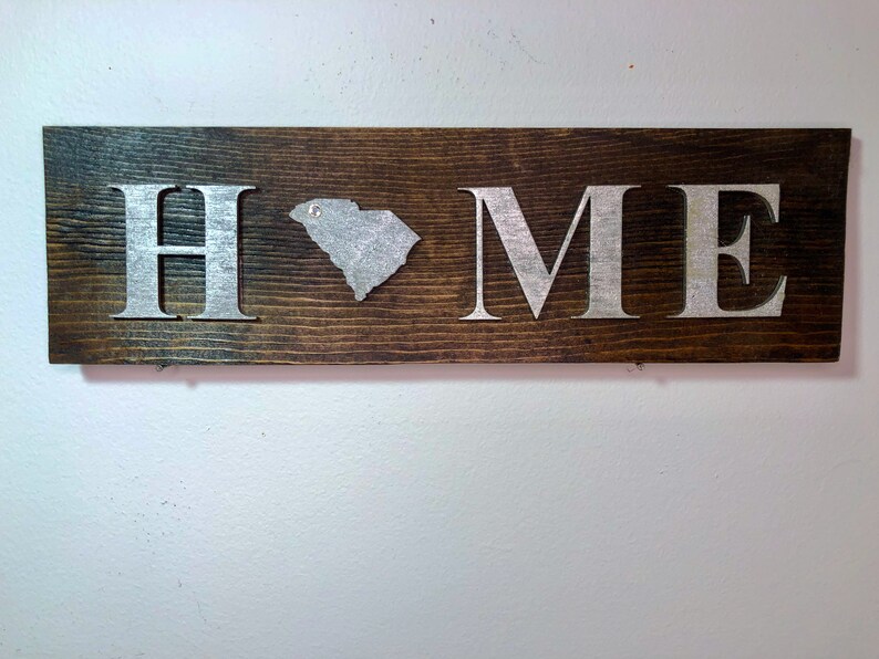 Handpainted HOME State sign, Wood sign decor, Farmhouse, Gift, Homesick, Home town gift image 1