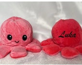 Double-Sided Personalized Reversible Mood Octopus Plush Toy, Soft Animal Plushie, TikTok Mood Octopus Plush