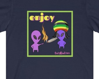 Rasta Alien Lights Up -another Suzy Bud  Unisex Jersey Short Sleeve Tee