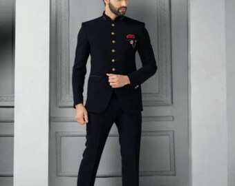Men Jodhpuri Black Suits 2 Piece Slim 