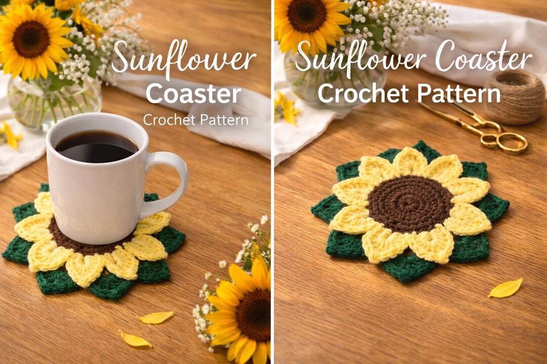 Sunflower Crochet Coaster Pattern - Etsy