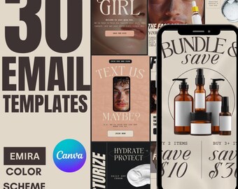 Email Marketing Templates Ecommerce, Skincare Canva Email templates, Mailchimp, Klaviyo email campaign, Welcome email series, Email Flows