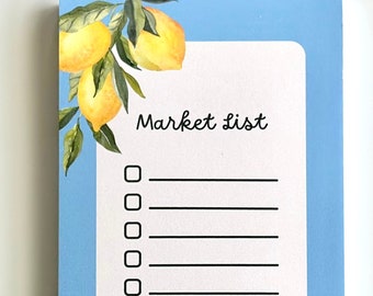 Lemon Market List, Magnetic Kitchen Notepad, Citrus Grocery Checklist, Lemon Lover Gift, Lemon Kitchen Decor, Lemon Meal Planner Notepad