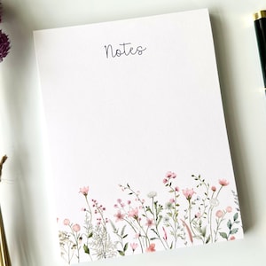 Wildflower Notepad: Pastel Watercolor Floral Memo Pad