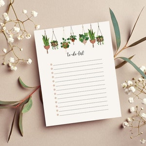 Plant To Do List Notepad: Watercolor Hanging Plants Design