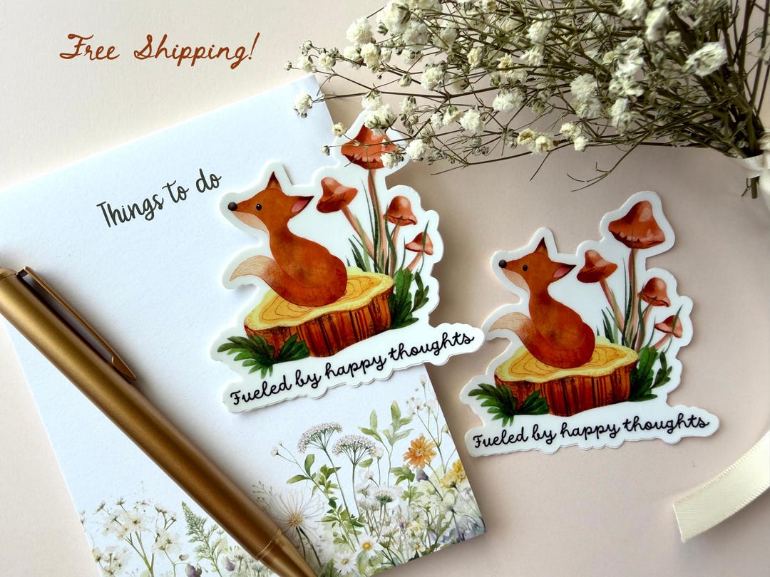 Cottagecore Fox Sticker Watercolor Forest Animal Journaling Die Cut ...