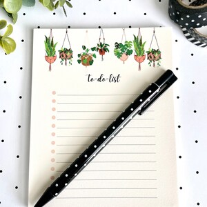 Plant To do List, Hanging Plants Notepad, Minimalist Notepad, Beige Notepad, Boho Style Notepad, Stationery, Office Gift, Back to School image 4