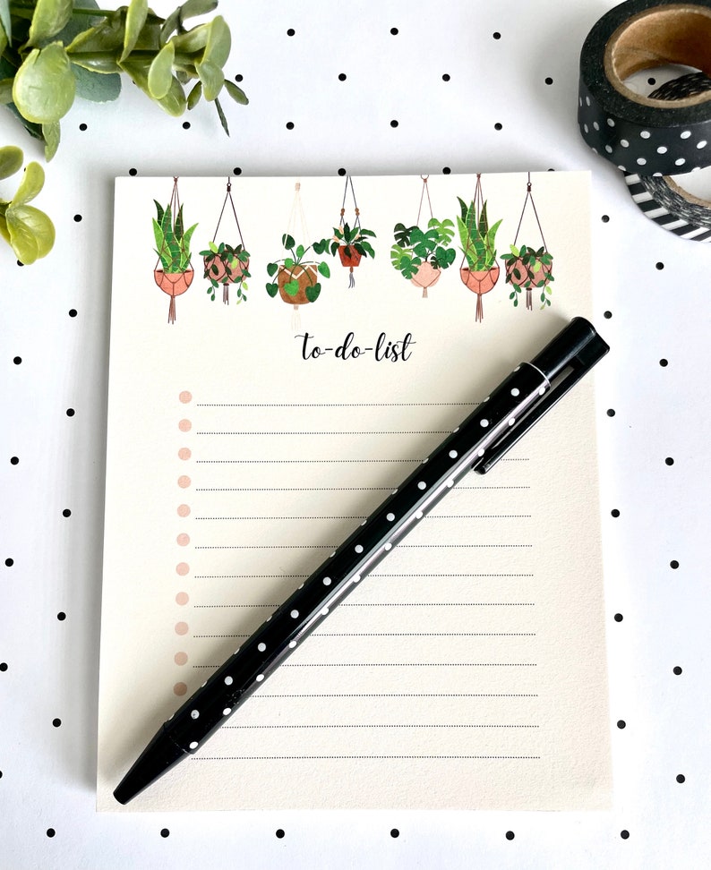 Plant To do List, Hanging Plants Notepad, Minimalist Notepad, Beige Notepad, Boho Style Notepad, Stationery, Office Gift, Back to School image 4