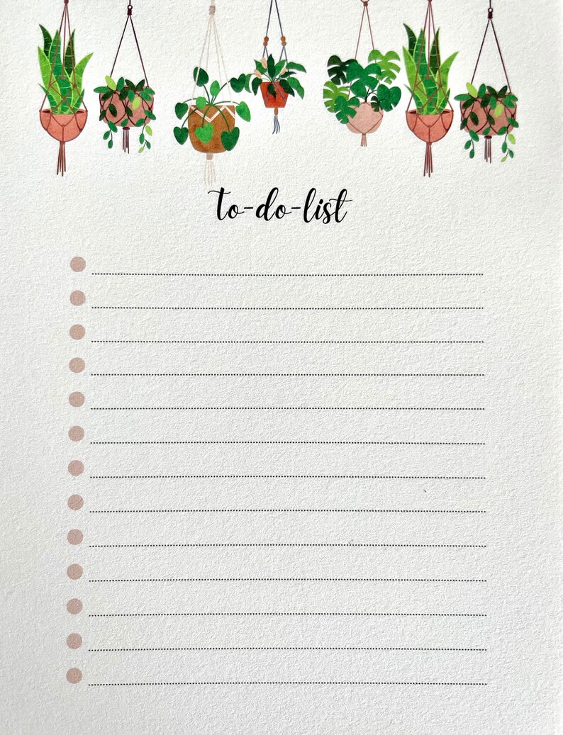 Plant To do List, Hanging Plants Notepad, Minimalist Notepad, Beige Notepad, Boho Style Notepad, Stationery, Office Gift, Back to School image 5