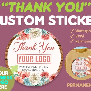 Custom logo sticker, Thank you sticker for small business, Personalized label, Business logo sticker, Diecut stickers & labels, Waterproof