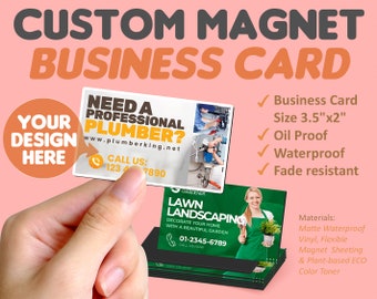 Business Card Magnet. Custom Printed Magnet. Business Magnets. Personalized Business Card. Waterproof (3.5 x 2 inches)