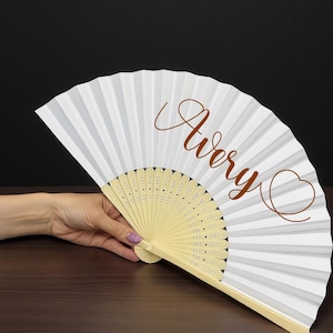 Personalized Sandalwood Wedding Fan: Engraved Favor, Outdoor Party