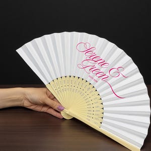Personalized Sandalwood Folding Fans: Beach Wedding Favors