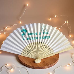 Personalized Bachelorette Party Fans/Custom Tropical Folding Fans for Beach Wedding, Bridal Shower & Summer Party Favors