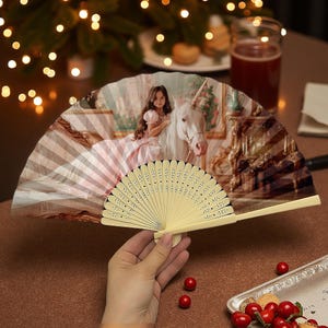 Personalized Sandalwood Folding Fan: Custom Wedding & Shower Favors