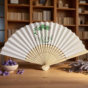 Custom Tropical Hand Fans/Personalized Fans with Name & Color/Beach Wedding, Bridal Shower, Bachelorette Party Favors