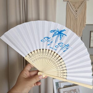 Custom Tropical Beach Fans/Personalized Folding Hand Fans with Text / Color Options for Bridal Shower, Wedding & Party Favors