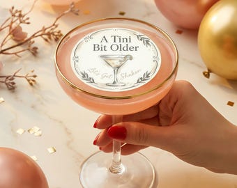 Benutzerdefinierte essbare Drink Topper personalisierte Erwachsenen Geburtstag Party Dekor Martini Stil Cupcake und Cocktail Topper elegantes Feier Thema