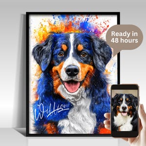 Custom Pet Watercolor Portrait | Personalized Digital Pet Art, Custom Painting from Photo, Pet Memorial Gift & Lover Keepsake