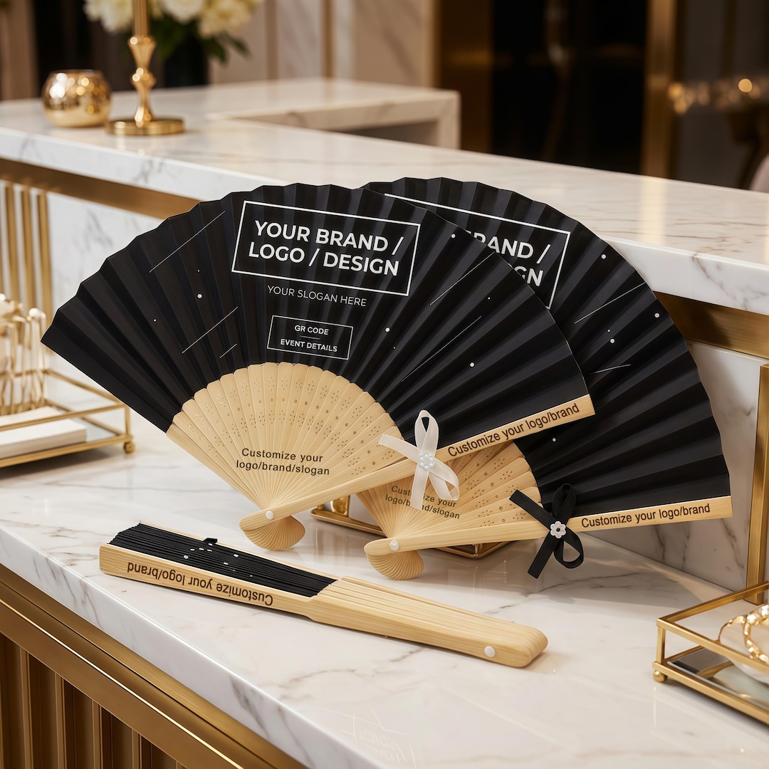 Fan Code Company Custom Corporate Hand Fans • Add Your Logo, Slogan or QR Code • Branded ...