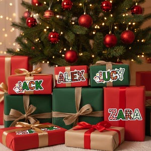 Personalized Xmas Stickers with Name – Custom Santa Claus Gift Labels, Festive Holiday Wrapping Tags, Cute Christmas Packaging Stickers