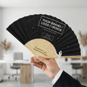 Personalized Company Logo Fan /Premium Branded Folding Fans for Events/Custom Business Promotion/Trade Show Giveaway Fan/Marketing Materials