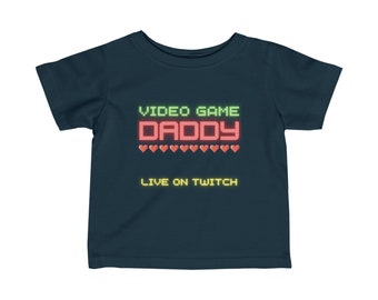 T-shirt in jersey pregiato per papà e neonato del videogioco