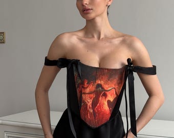 Reversible Renaissance Corset, 2 Designs in 1, Custom Art Corset Top, Satin Jacquard Underbust Corset, Party Bridal Statement Corset