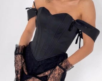 Luxe Satin Corset Top – Handcrafted Lace-Up Bustier, Bridal