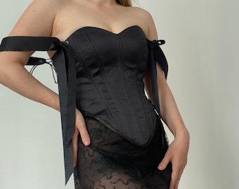 Handcrafted Satin Corset Top - Lace-Up Bridal Bustier