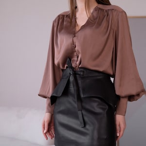 BASQUE, waist belt,  leather belt, peplum, faux leather peplum, belt, leather belt for a blouse, peplum for a shirt