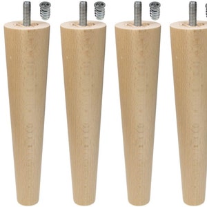 Furniture feet wood 4 x Ø45-25 mm / 200 mm threaded pin M8 furniture feet wood furniture foot cabinet feet cabinet foot BEECH WOOD