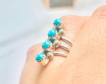 Kingman Türkis Sterlingsilber Ring: Handgemachter Boho Schmuck