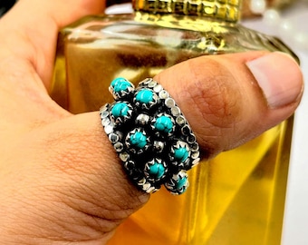 Handgemachter Sterling Silber Türkis Ring: Kingsman Edelstein-Band