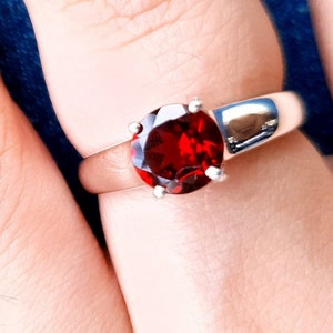 Sterling Silver Garnet Ring: January Birthstone, Promise Ring