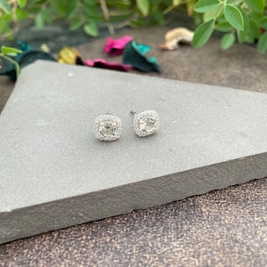 Prasiolite Stud Earrings: Sterling Silver Green Amethyst Birthstone