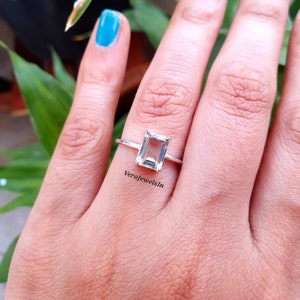 Green Amethyst Ring- Engagement Rings - Emerald Cut Prasiolite Ring- Promise Ring -Vintage Ring For Her - Prasiolite Statement Ring