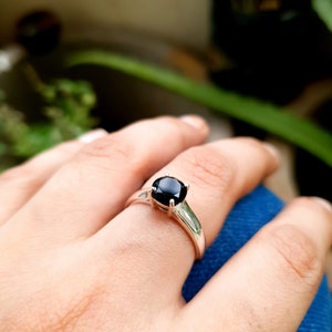 Dainty Black Onyx Ring| Solitaire Ring | Gift for Her| Stackable Ring|925 Sterling Silver| Minimalist Jewelry | 7x7 | Unique Vintage Ring