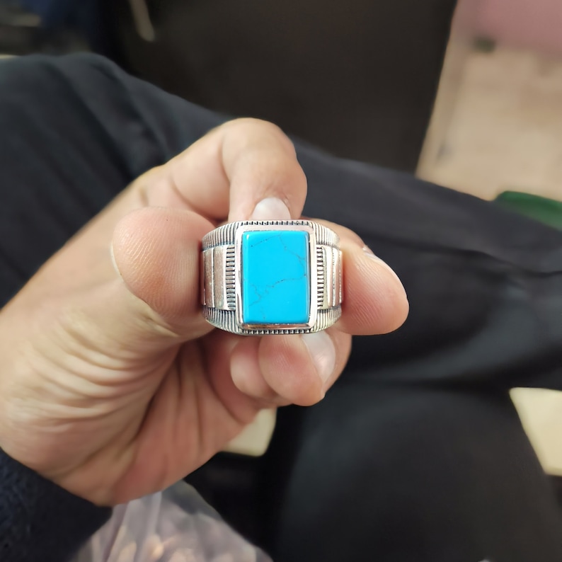 Men Turquoise Ring Native American Turquoise Ring Gift for Him Handmade