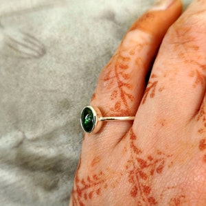 Natural Tourmaline Ring, Green Tourmaline, Handmade 925 Silver Ring, Green Gemstone Ring, Minimalist Ring