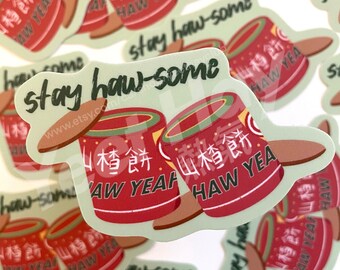 Stay Haw-some Hawthorn Haw Flakes Snack Sticker 山楂餠 | Laptop Water Bottle Phone Durable Waterproof Cute Cantonese Sticker | YeetHayClub