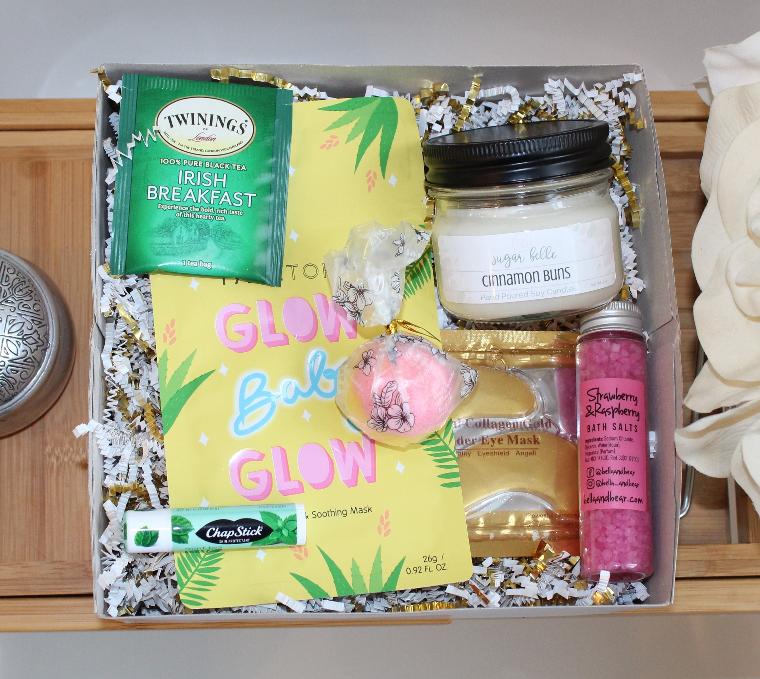Self Care Package Spa Kit: Natural Bath Accessories and Skincare Products  Spa Basket for Women Gift.