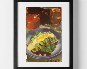 Asparagus on Toast Table Setting - Vintage Cookbook Illustration (1953)