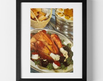 Turkey Dinner Table Setting - Vintage Cookbook Illustration (1953)
