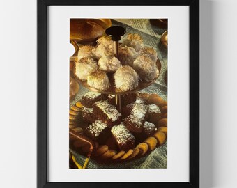 Coconut Kisses and Brownies Table Setting - Vintage Cookbook Illustration (1953)