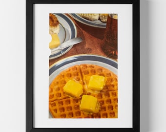 Waffle Breakfast Table Setting - Vintage Cookbook Illustration (1953)