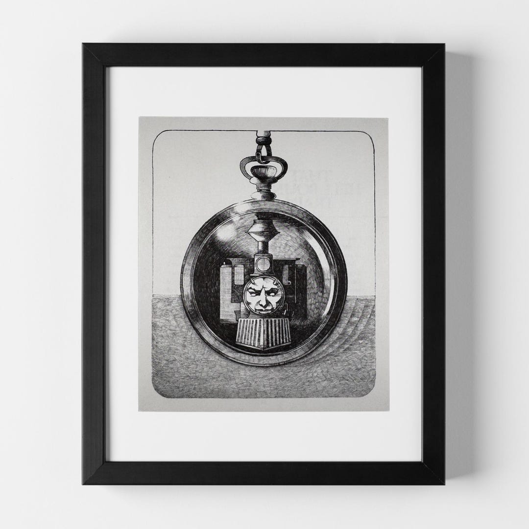 Vintage Hitchcock Illustration – Devil Train – Gothic Black and White ...